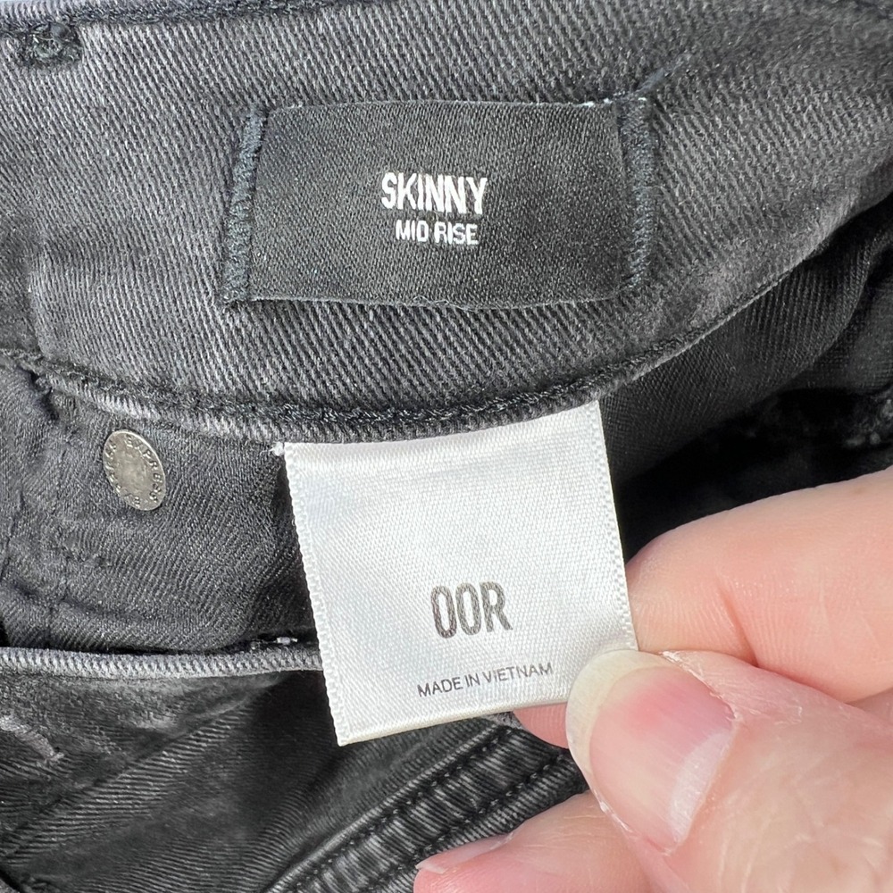 Express Black Skinny Jeans Womens 00R Mid Rise Raw Hem Denim 007199544 - Picture 5 of 10